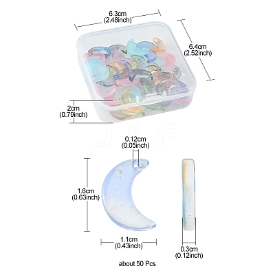 50Pcs Gradient Color Glass Pendants GLAA-FS0001-48-1