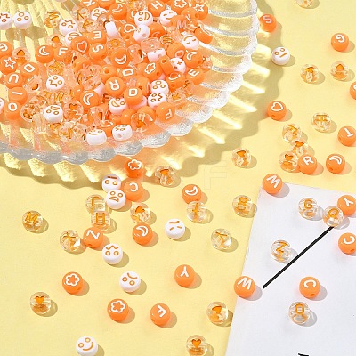 200Pcs Flat Round Acrylic Enamel Beads MACR-FS0001-88-1