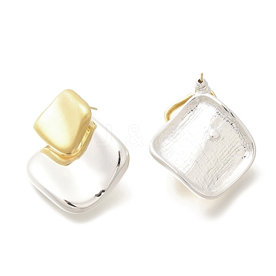 Brass Rhombus Stud Earrings for Women LS-EJEW-A121-14-1