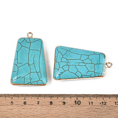 Dyed Synthetic Turquoise Trapezoid Pendants TURQ-T004-19-1