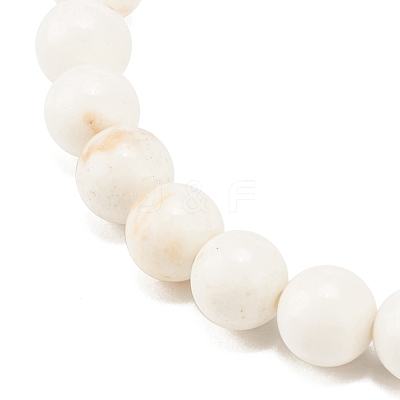 Synthetic Turquoise(Dyed) & Hematite & Natural White Jade Beaded Stretch Bracelet with Cross BJEW-JB08287-1