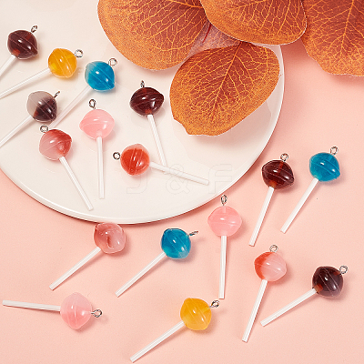 30Pcs 5 Colors Resin Pendants RESI-CJ0001-222-1