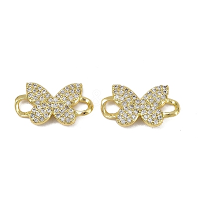 Brass Micro Pave Clear Cubic Zirconia Butterfly Links KK-I358-032G-1