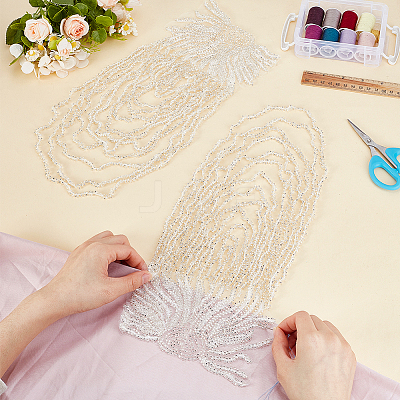 Flower Plastic Embroidery Sew on Cloth Patches PATC-WH0008-252-1