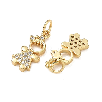 Brass Micro Pave Clear Cubic Zirconia Pendants CU-CBA9AFC-01G-32-1