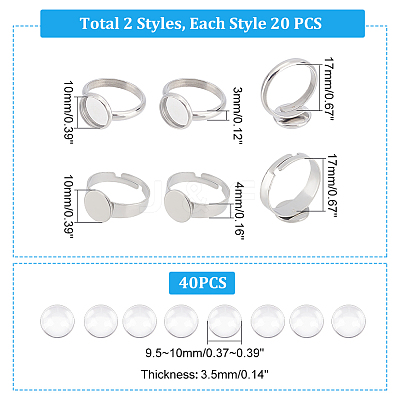 Blank Dome Ring Making Kit DIY-UN0004-03-1