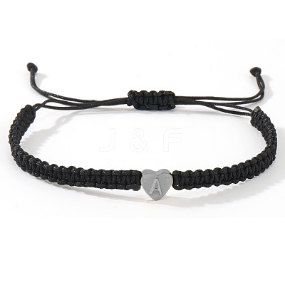 304 Stainless Steel Heart with Letter Bead Braided Bead Bracelets OO6447-29-1