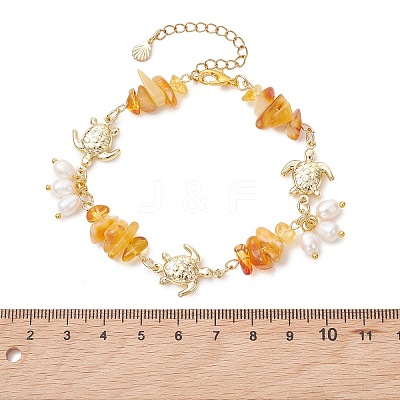 Natural Cultured Freshwater Pearl Beads Charm Bracelets BJEW-JB13767-03-1