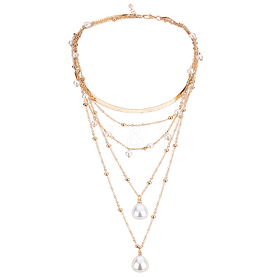 1Pc Alloy Multi Layered Necklaces NJEW-LP0001-57G-1