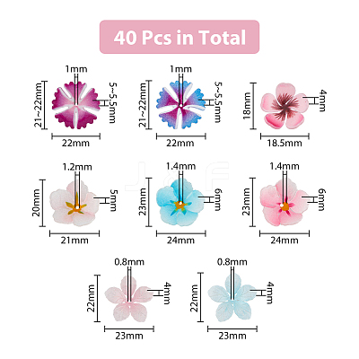 40Pcs 8 Style Plastic Beads KY-DC0001-12-1