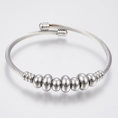 Tarnish Resistant 304 Stainless Steel Torque Bangles BJEW-H570-33P-1