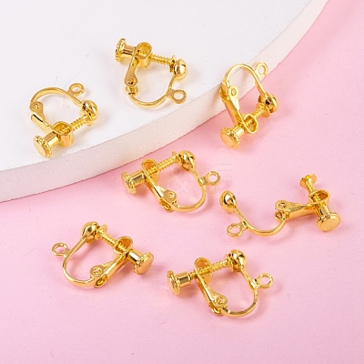 Brass Screw On Clip-on Earring Findings X-KK-L164-01G-1