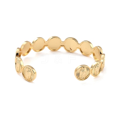 Flat Round with Virgin Mary Brass Cuff Bangles BJEW-I298-08G-1