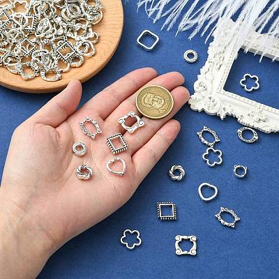 100Pcs 10 Styles Tibetan Style Alloy Bead Frame FIND-CJ0003-76-1