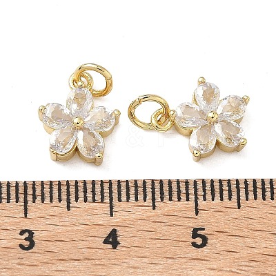 Brass Micro Pave Clear Cubic Zirconia Charms X-KK-F930-02G-1