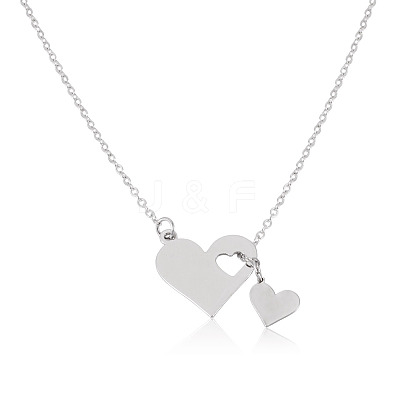 1Pc 302 Stainless Steel Heart Puzzle Pendant Cable Chain Lariat Y Necklaces for Women NJEW-TADJ0001-01P-1