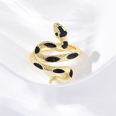 Brass Enamel Cuff Rings for Women RJEW-U043-17G-1