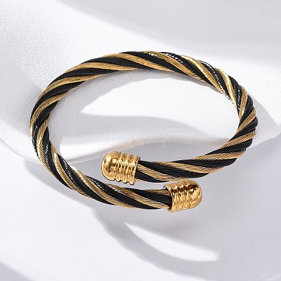304 Stainless Steel Torque Bangles for Women Men BJEW-G584-18G-04-1