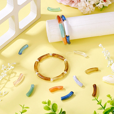 100Pcs 10 Styles Two Tone Acrylic Beads MACR-TA0002-60-1