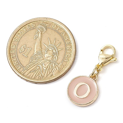 26Pcs Flat Round with Letter A~Z Alloy Enamel Pendant Decorations HJEW-JM02553-1