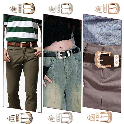 6 Sets 3 Colors Belt Alloy Buckle Sets FIND-WR0011-10-1