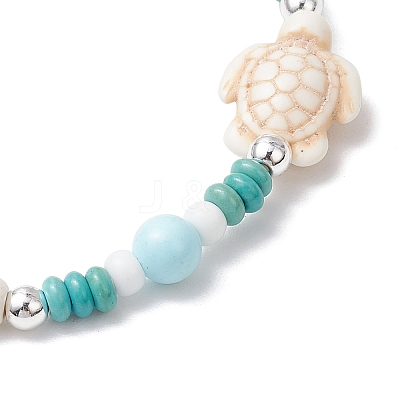 Dyed Synthetic Turquoise & Natural Howlite Beads Bracelets for Women BJEW-JB11794-02-1