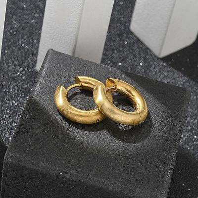 Frosted 304 Stainless Steel Huggie Hoop Earrings for Women EJEW-C096-32F-G-1