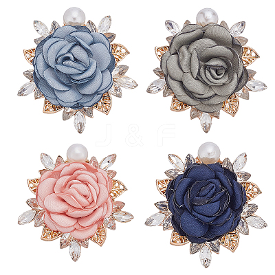 4Pcs 4 Colors Flower Cloth Pins JEWB-GO0001-17-1