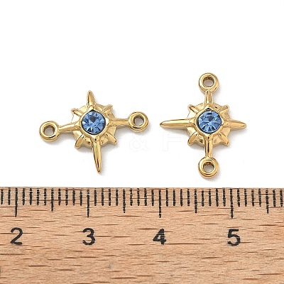 304 Stainless Steel Aquamarine Rhinestone Connector Charms STAS-L308-03B-G-1