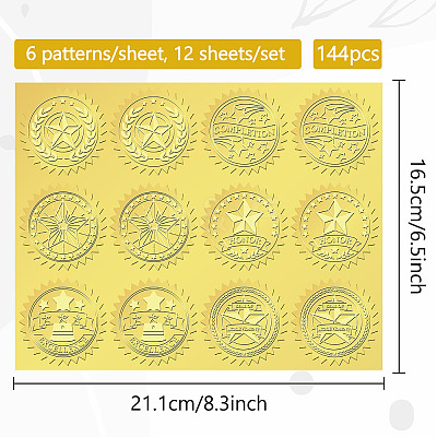 6 Patterns Aluminium-foil Paper Adhesive Embossed Stickers DIY-WH0451-011-1