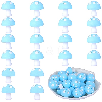 20Pcs Mushroom Silicone Focal Beads JX901I-1
