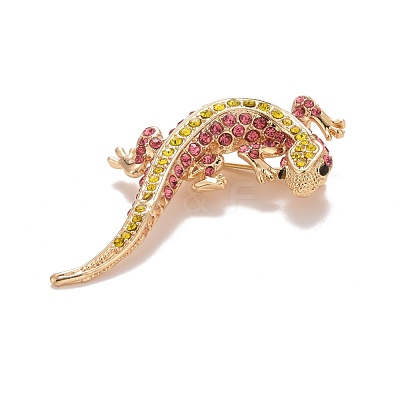 Rhinestone Lizard Badge JEWB-E013-03G-02-1