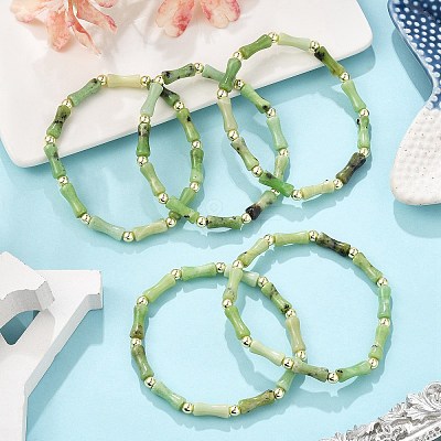 Natural Australia Jade/Chrysoprase Beads Stretch Bracelets for Men Women BJEW-L171-03B-1