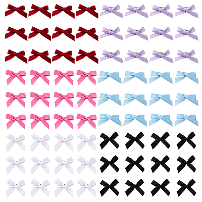 72Pcs 6 Colors Bowknot Polyester Alligator Hair Clips AJEW-GO0002-47-1