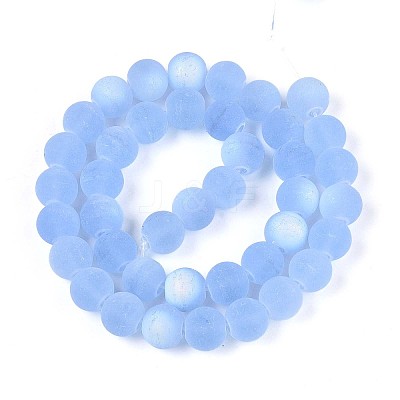 Frosted Transparent Glass Beads Strands GLAA-T032-T10mm-MBB04-1