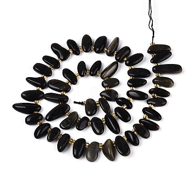 Natural Golden Sheen Obsidian Beads Strands G-Z091-A39-1