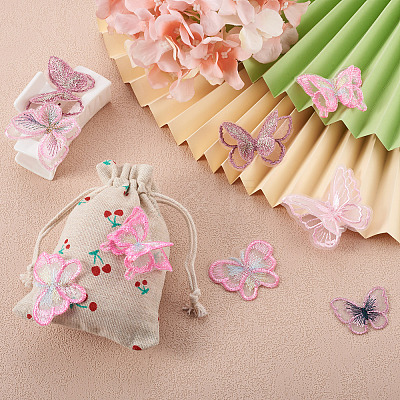 36Pcs 9 Style Butterfly Organgza Lace Embroidery Ornament Accessories DIY-BT0001-49-1