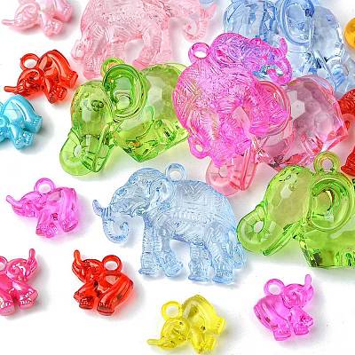 20Pcs 4 Styles Transparent & AB-Color Plated Acrylic Pendants TACR-FS0001-44-1