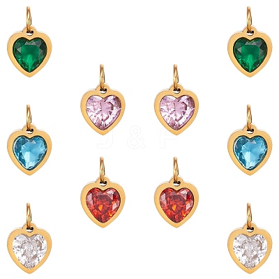 10Pcs 5 Colors 304 Stainless Steel Pendants STAS-SZ0003-25-1