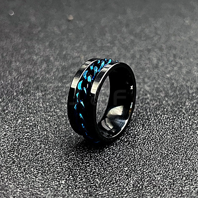 304 Stainless Steel Rotatable Chain Finger Rings for Men FS-WG60CA3-46-1