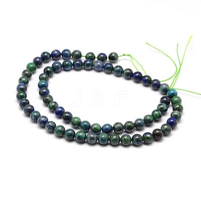 Natural Chrysocolla and Lapis Lazuli Beads Strands G-M279-08-6mm-1