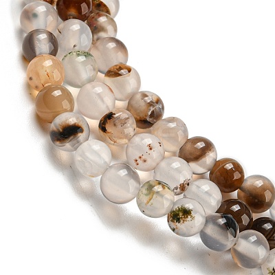Natural Dendritic Agate Beads Strands G-A232-A01-01-1
