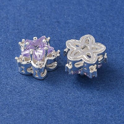 Brass Micro Pave Lilac Cubic Zirconia Beads CU-CBAEC99-28S-1