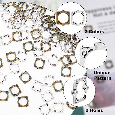 160Pcs 2 Colors Tibetan Style Alloy Bead Frames TIBEB-HY0001-06-1