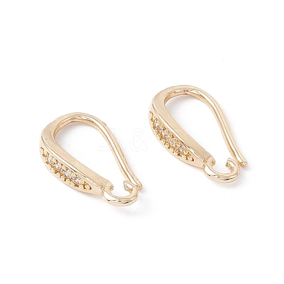 Brass Micro Pave Clear Cubic Zirconia Ear Hooks ZIRC-P100-05G-02-1