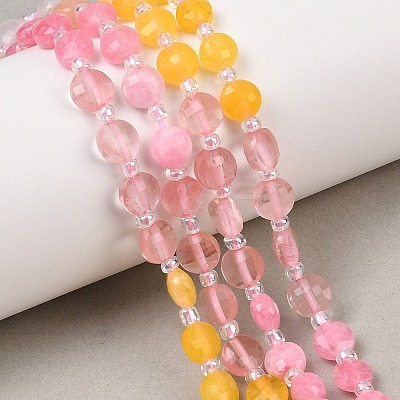 Cherry Quartz Glass & Dyed Natural White Jade Beads Strands G-Z135-B01-1