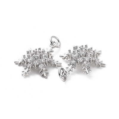 Rack Plating Brass Micro Pave Clear Cubic Zirconia Pendants KK-C008-24P-1