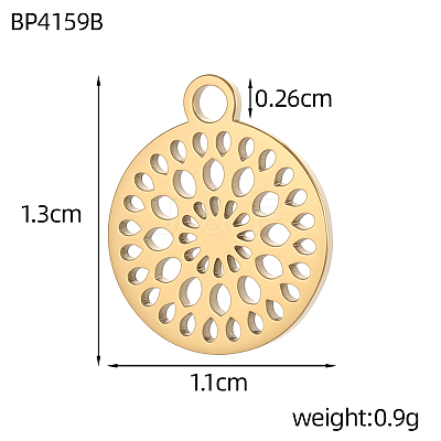 Hollow 304 Stainless Steel Pendants STAS-OY012-18G-1
