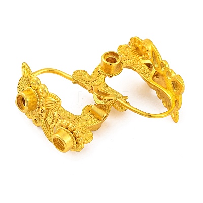 Flower Brass Earring Hooks with Round Tray KK-G502-24G-1