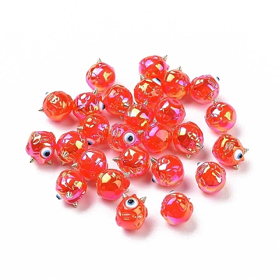 UV Plating Rainbow Iridescent Acrylic Beads OACR-A018-03D-1
